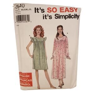 Simplicity 9540 Sewing Pattern Misses Nightgown Size XS-XL UNCUT Vintage Style